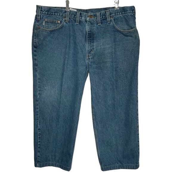 Carhartt Jeans Mens Relaxed Fit Blue Denim 44x25 Tag Says 30 Length Work outdoor - Picture 1 of 7